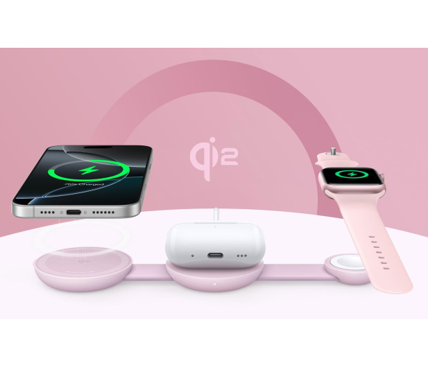 Anker MagGo Wireless Charging Station 3-in-1 Foldable Pad Pink - 1371542 - zdjęcie 2